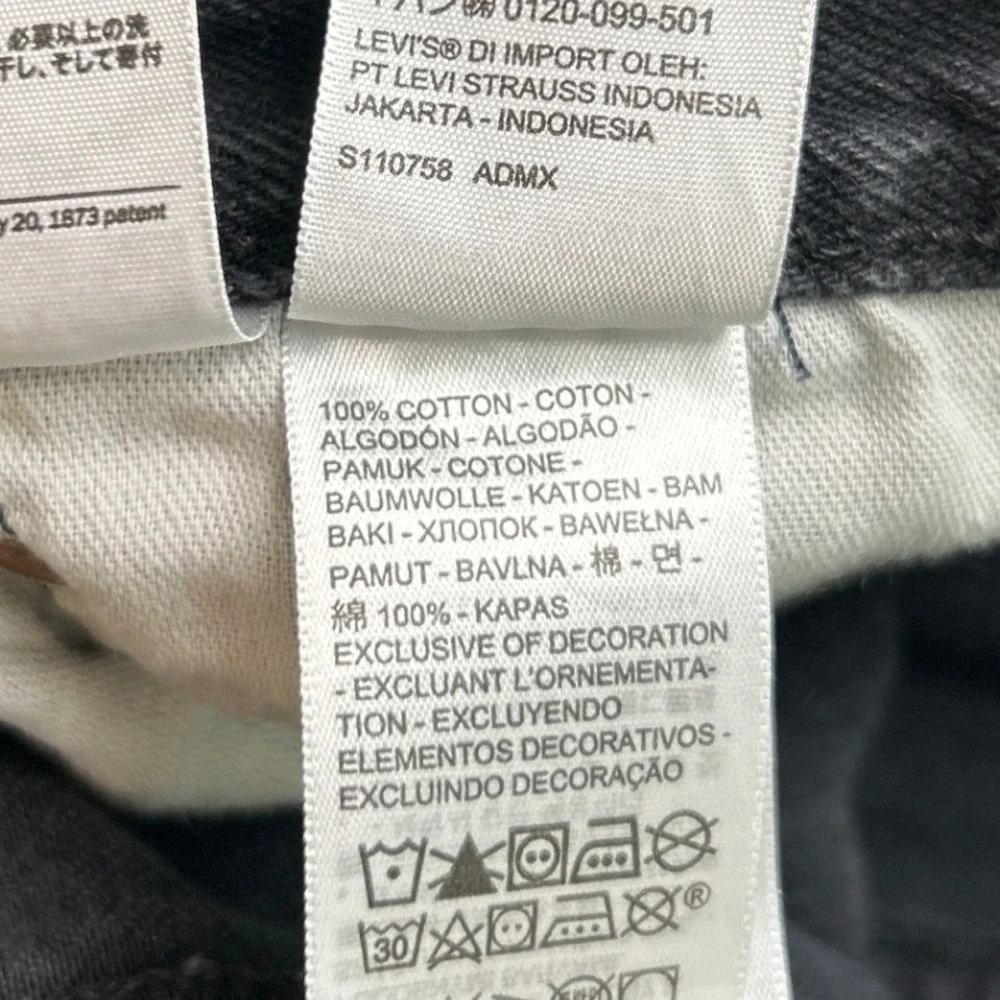 Levis Men 501 Original Fit Button Fly Straight Leg Jeans Size 38x28 Black Cotton